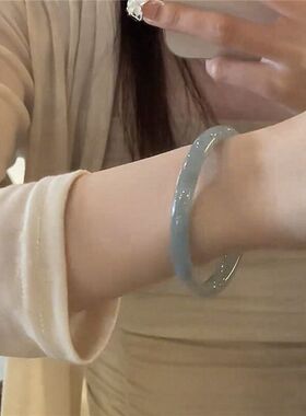 小众简约设计感饰品古风百搭首饰ins烟灰色新中式手镯女轻奢礼物