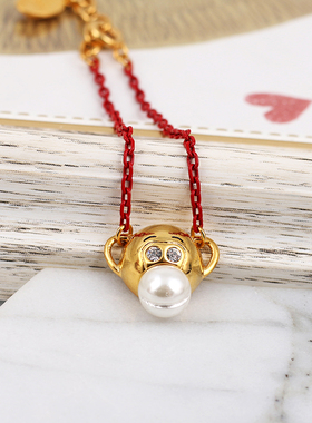 韩配饰珍珠可爱小猴子手链女红