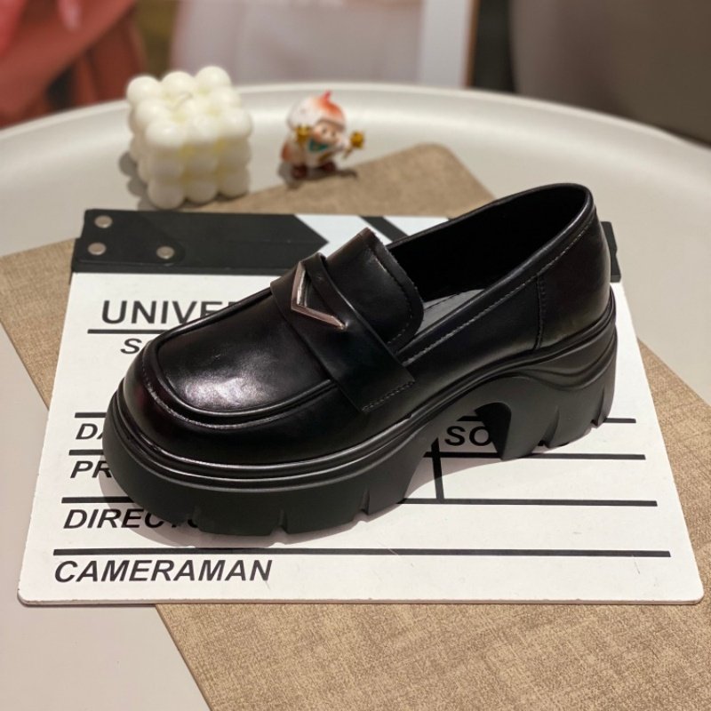 厚底增高黑色乐福鞋女2026一脚蹬英伦风圆头小个子百搭单鞋厚底鞋,淘宝优惠券,粉丝福利购,淘宝优惠卷