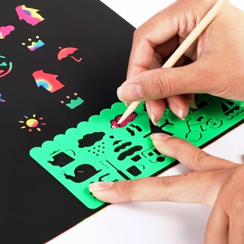 炫彩刮画纸a4小学生儿童专用开刮刮纸16k8k幼儿园美术涂鸦画纸diy - 图1