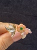 Retro flower ring women's niche personality opening adjustable Myanmar A-grade jade butterfly love flower ring 814123