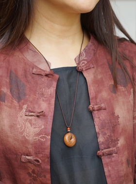 原创手作*天然青海玉平安扣颈链/