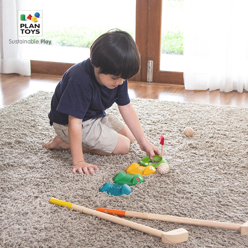 泰国进口PlanToys5683儿童高尔夫套装室内亲子游戏木制玩具男孩 - 图1