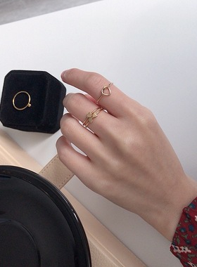 爱心戒指美国包金组合不掉色小众