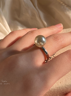 KEAI女人造珍珠纯银戒指复古