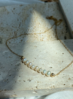 天然淡水美国14K包金小众设计