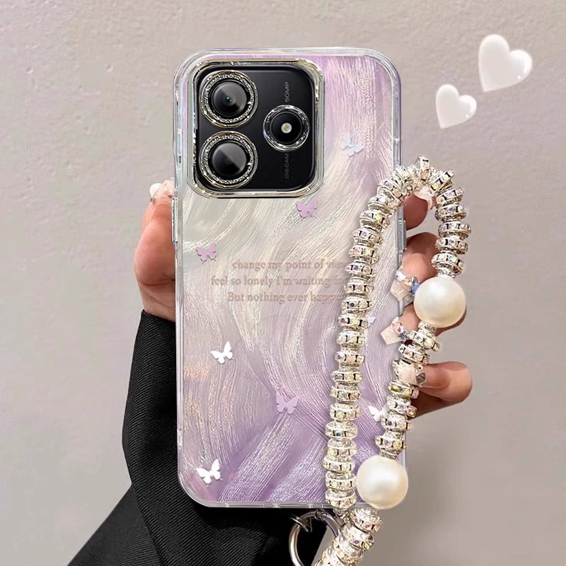 适用渐变紫蝴蝶红米note14PRO+手机壳15全包13R专用12turbo防摔11带镜头膜10爆款9羽纱redmi新款女保护套轻奢 - 图1