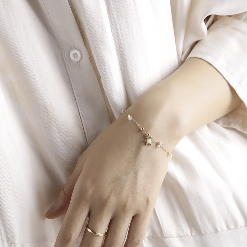 偶屿18k金雪花手链淡水时尚链子 偶屿手链