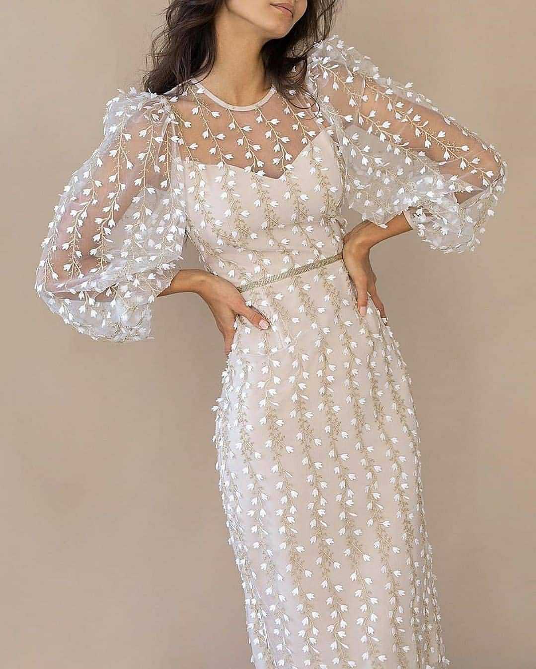 2024 Ladies Style Embroidered Perspective Mesh Dress连衣裙 - 图0