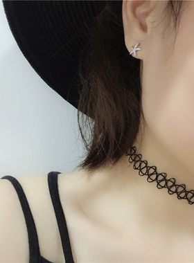刘忻同款黑色弹力鱼线纹身项链女款锁骨链纯脖子饰品短款颈链颈带