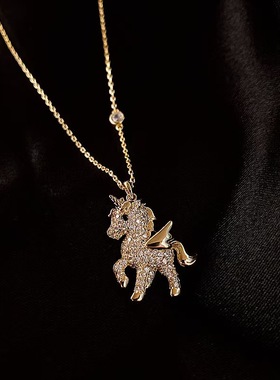 新年简约女网红独角兽吊坠项链