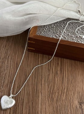 冬至喻正施诗同款镶钻爱心花朵条纹项链vintage气质锁骨链颈链