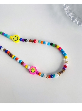 黄多多同款彩色笑脸花朵项链