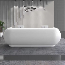 Mudian Front Desk Reception Desk White Baking Lacquer Greeting Benttai Fashion Arc Bar Desk Brief Modern Cashier Desk Counter