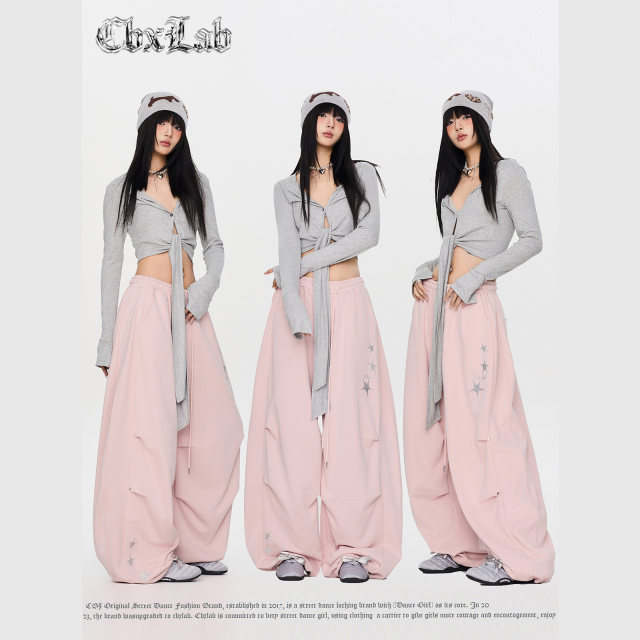 CBXLAB hip-hop ຍີ່ຫໍ້ trendy hip-hop draped star raw edge trousers jazz ງ່າຍດາຍເຕັ້ນ slimming ກິລາ