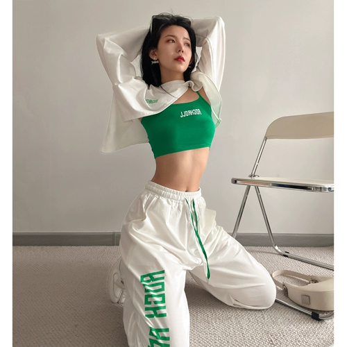 CBX White -green Three -Piece Jazz Dance Hip Hip Hip Hip -Hip -Hop Женский разоблаченное пупок Jaz