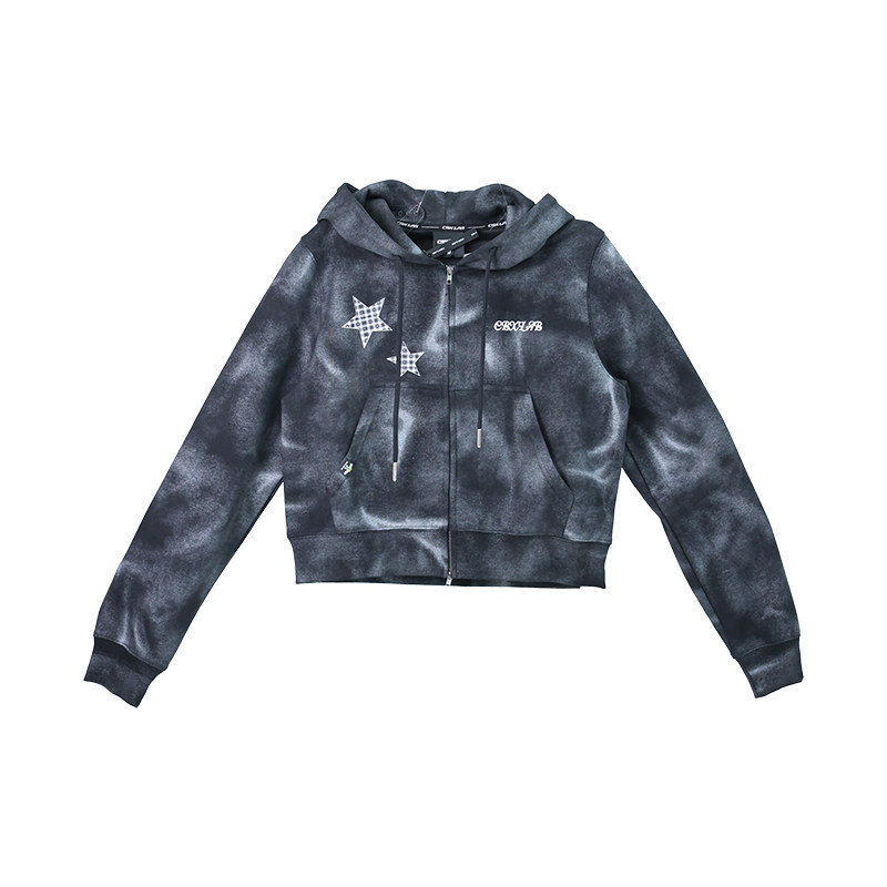 CBXLAB街舞潮牌复古肌理美式冬季连帽外套短款爵士辣妹卫衣开衫女,淘宝优惠券,粉丝福利购,淘宝优惠卷