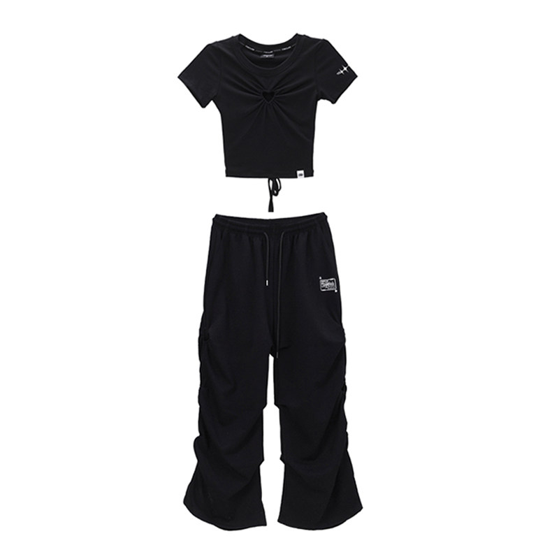 CBXLAB街舞潮牌"满分爱心"镂空辣妹套装性感修身短袖街头休闲裤潮,淘宝优惠券,粉丝福利购,淘宝优惠卷