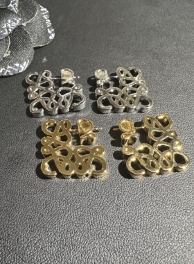 包邮黄铜2026新款罗家小众线条几何迷宫耳钉耳环项链男女锁骨链