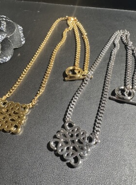 包邮黄铜2026新款罗家小众线条几何迷宫耳钉耳环项链男女锁骨链