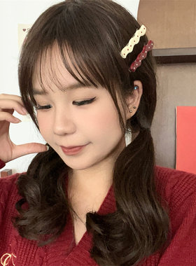 复古波点蝴蝶结发夹鸭嘴夹小众设计感刘海边夹少女心百搭发卡发饰