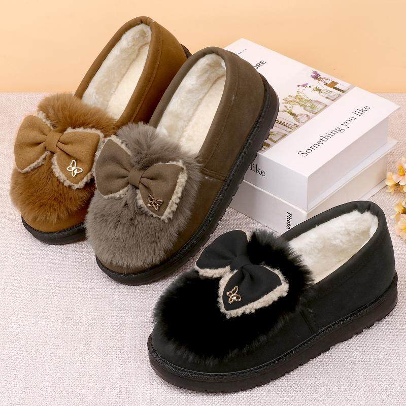 毛毛鞋冬天外穿老北京布鞋女棉鞋蝴蝶结防寒保暖豆豆家居妈妈棉靴,淘宝优惠券,粉丝福利购,淘宝优惠卷