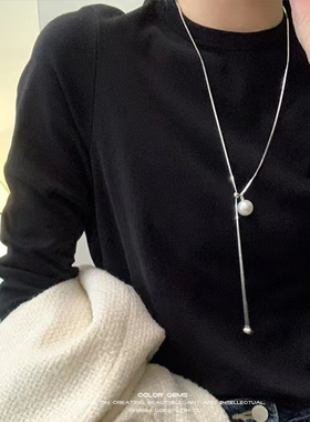 卡梵佩长款网红珍珠项链毛衣链