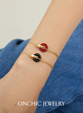 onchic平安扣手链女玛瑙手镯简约