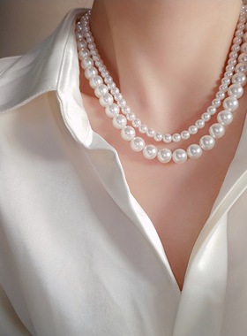 纯银仿澳白强光6-8-10mm珍珠项链