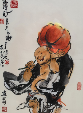 苏秀天地手工苏绣刺绣人物南瓜种瓜得瓜刺绣壁画卧室玄关书房挂画