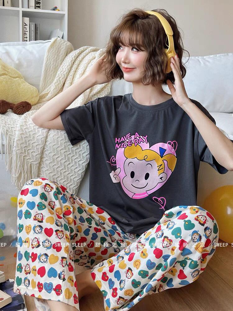 夏季短袖睡衣女sweetsleep甜睡之旅卡通女孩休闲可外穿家居服套装,淘宝优惠券,粉丝福利购,淘宝优惠卷