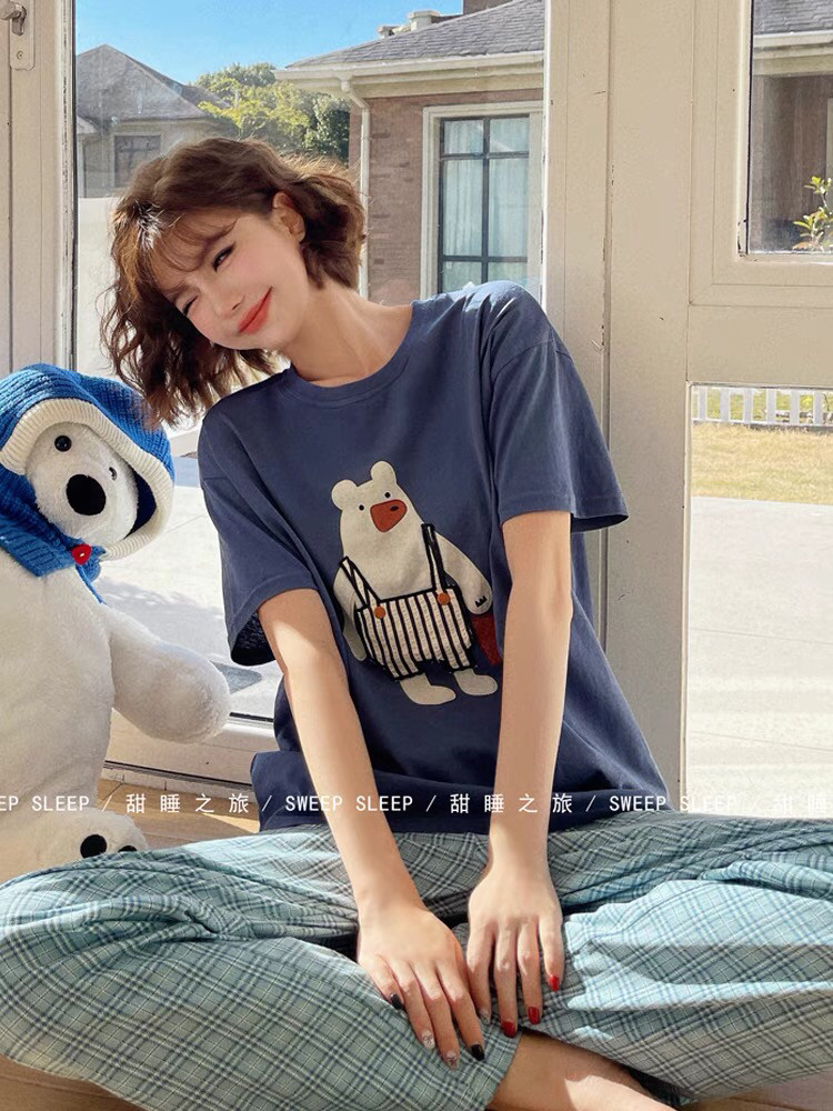 夏季短袖睡衣女sweetsleep甜睡之旅卡通女孩休闲可外穿家居服套装,淘宝优惠券,粉丝福利购,淘宝优惠卷
