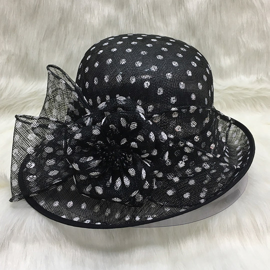 British style polka dot hat summer fashion curled edge