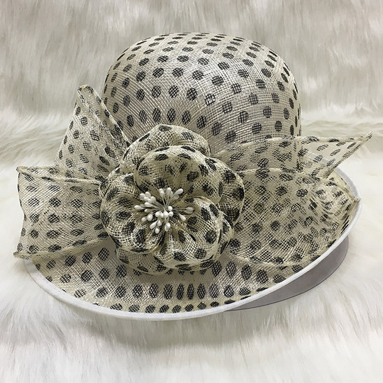 British style polka dot hat summer fashion curled edge