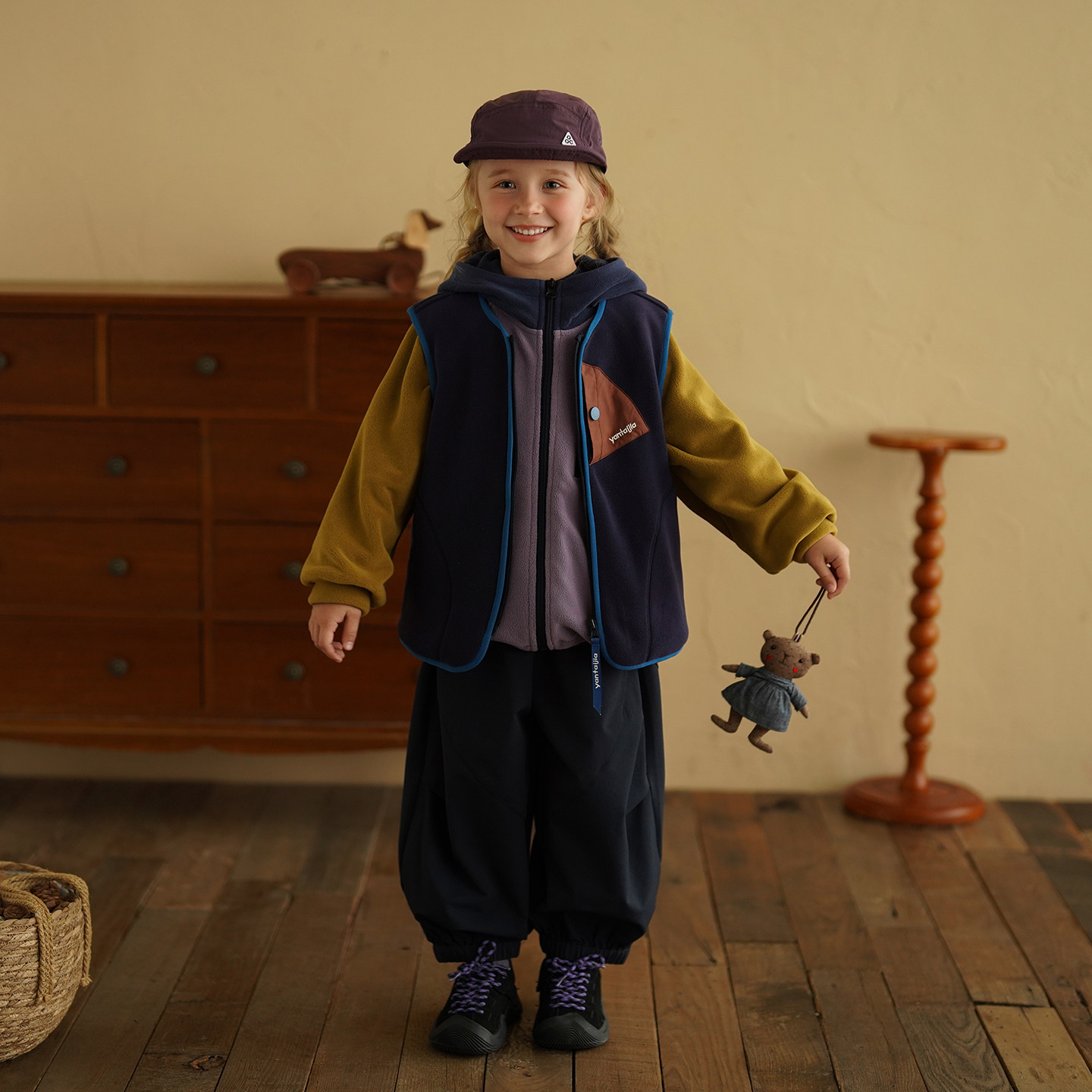 砚台家童装女童复古工装马甲2025秋冬新款儿童双面奥粒绒无袖上衣,淘宝优惠券,粉丝福利购,淘宝优惠卷