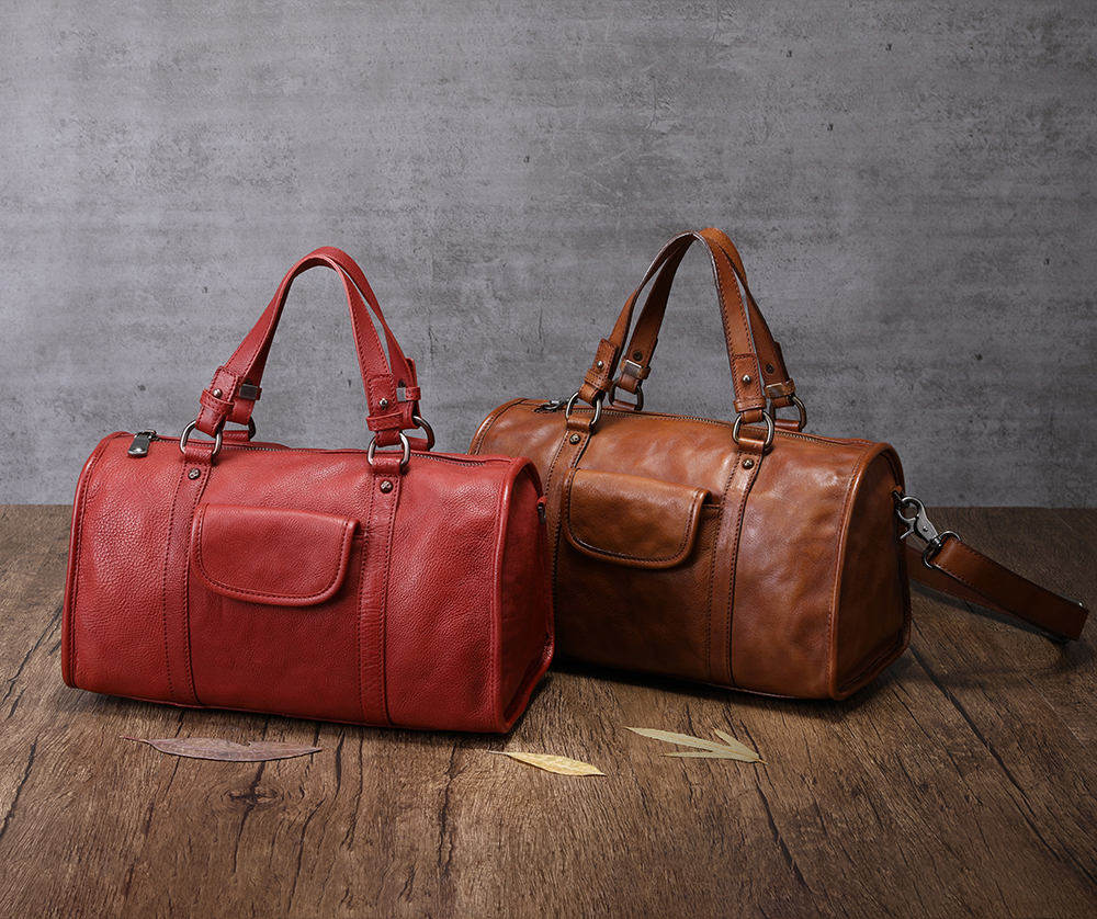 真皮女2020新款日系简约波士顿包 复美女士包袋