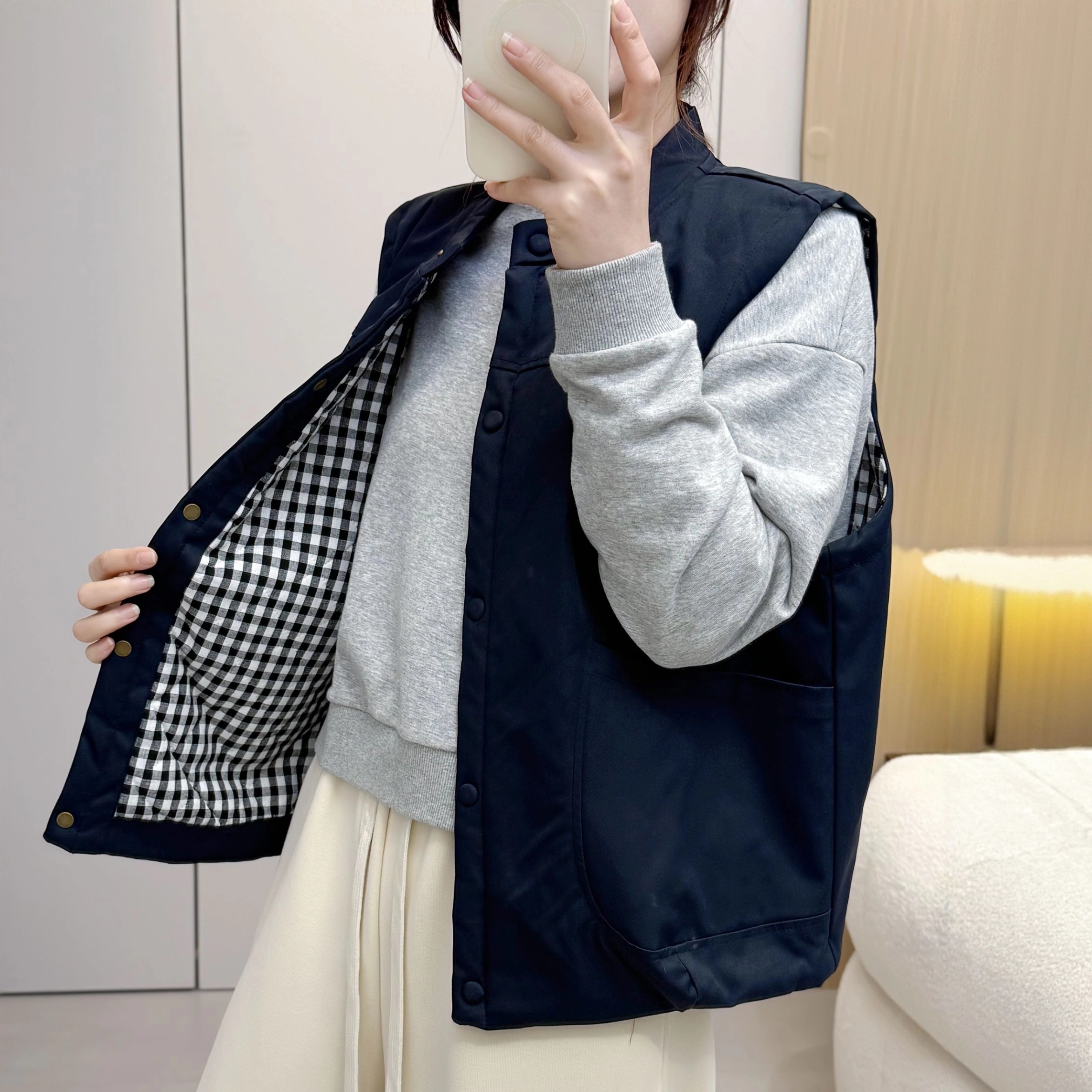 日系复古风小个子宽松短款棉马甲外套女2025秋冬新款宽松百搭马夹,淘宝优惠券,粉丝福利购,淘宝优惠卷