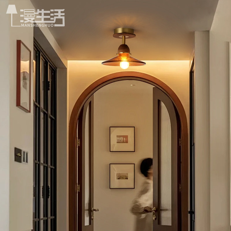 走廊过道灯中古美式复古玄关入户吸顶灯美拉德设计师款阳台灯具,淘宝优惠券,粉丝福利购,淘宝优惠卷