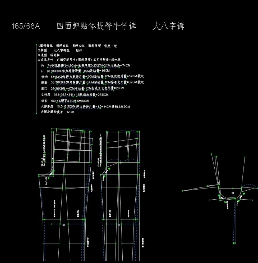 多品类裤子原型ET纸样非纸质prj文件各种裤型et套版改版模板框架 - 图1