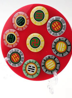 12公分单面七彩五行太极后天八卦补角盘房屋室内摆件黄铜工艺文创