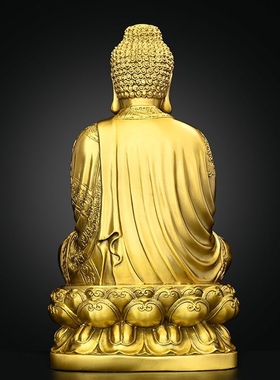 铜阿弥陀佛摆件家用供奉大号纯铜坐莲花座手捧莲花无量佛神像装饰