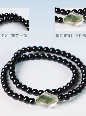 普陀山绿幽灵黑曜石女士项链护运生财爆款百搭气质款旺业聚财礼物