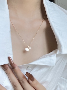 三生有幸杏叶项链轻奢小众锁骨链