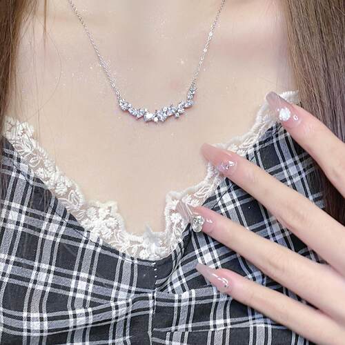 「紫藤花」纯银s999微笑项链女轻奢小众情人节锁骨链送礼生日礼物 - 图0