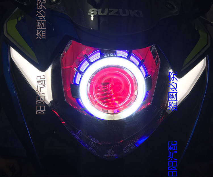 适用铃木GSX250R大灯总成改装 GSX250双光透镜天使眼恶魔眼配件-图0