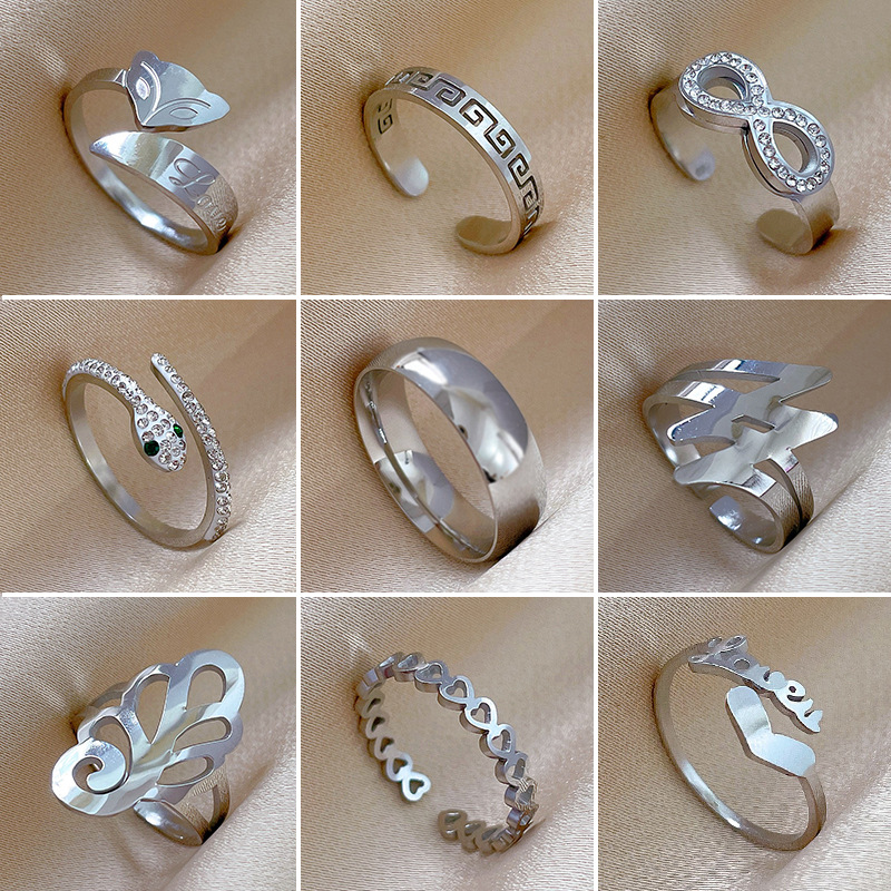 钛钢冷淡风蹦迪戒指男女食指环 Titanium steel ring men women - 图2