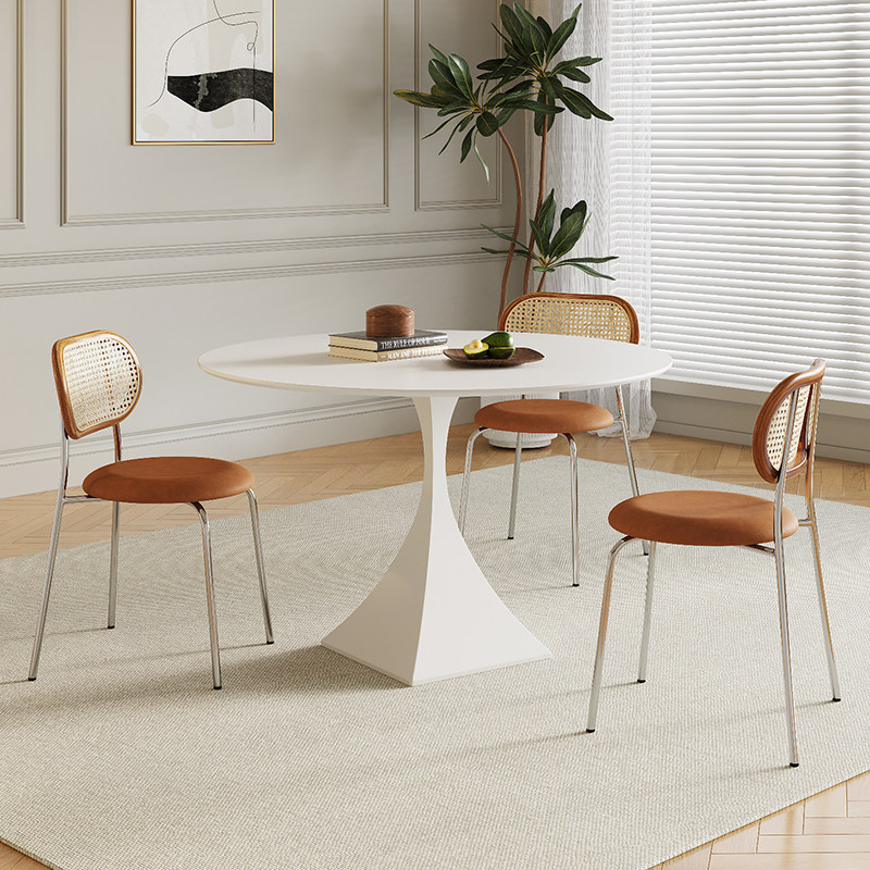 极简纯黑岩板圆形餐桌家用小户型圆桌侘寂风设计师餐桌饭桌洽谈桌,淘宝优惠券,粉丝福利购,淘宝优惠卷