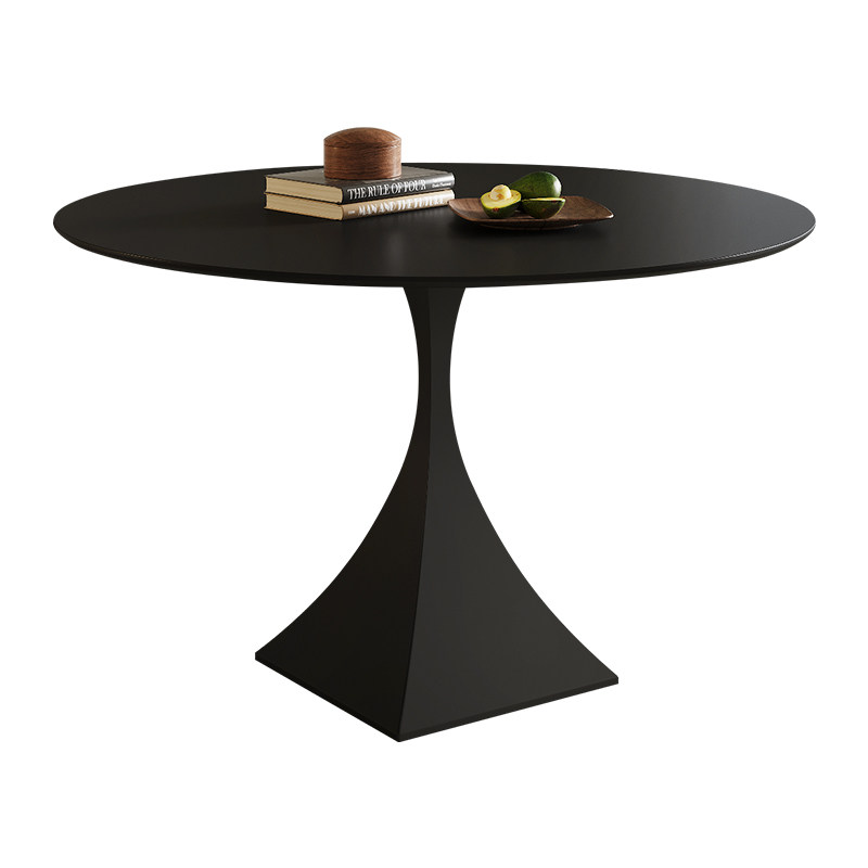 极简纯黑岩板圆形餐桌家用小户型圆桌侘寂风设计师餐桌饭桌洽谈桌,淘宝优惠券,粉丝福利购,淘宝优惠卷