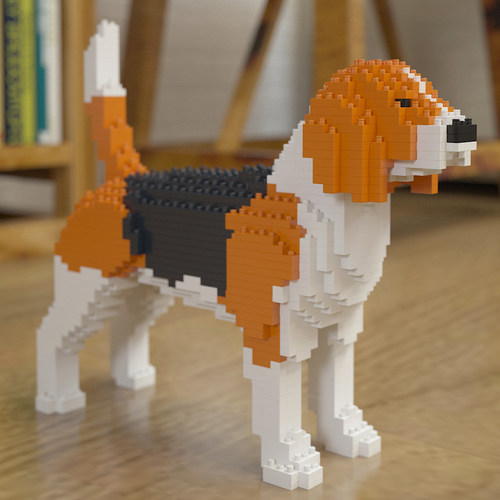 JEKCA积卡比格狗小猎犬摆件拼插积木家居饰品开业乔迁生日送礼 - 图1