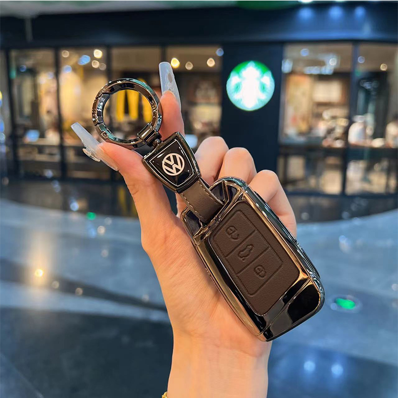 适用新款款大众迈腾新帕萨特cc巍然途昂x钥匙套壳包扣金属高级